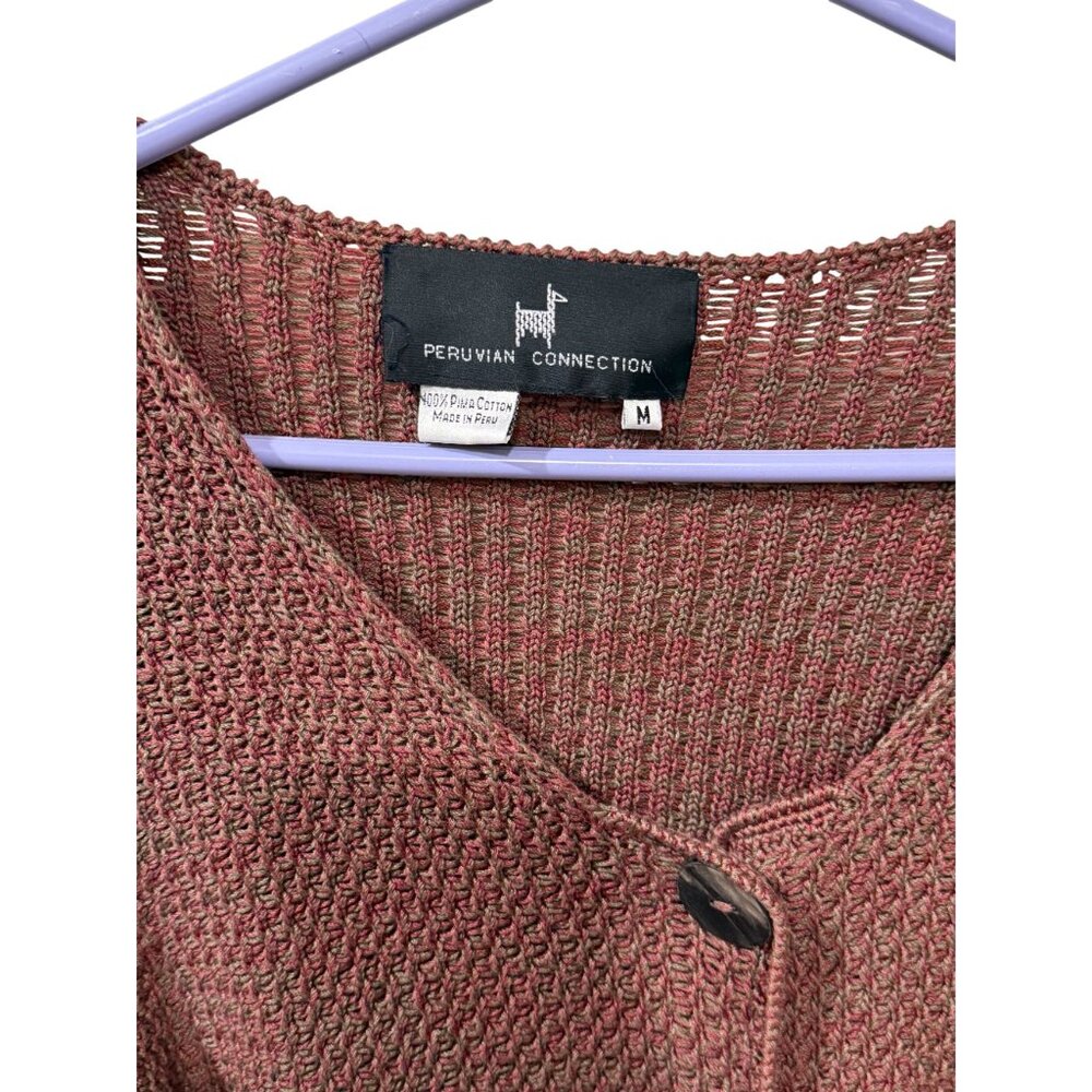 Peruvian Connection Asymmetrical Button Knit Cott… - image 2